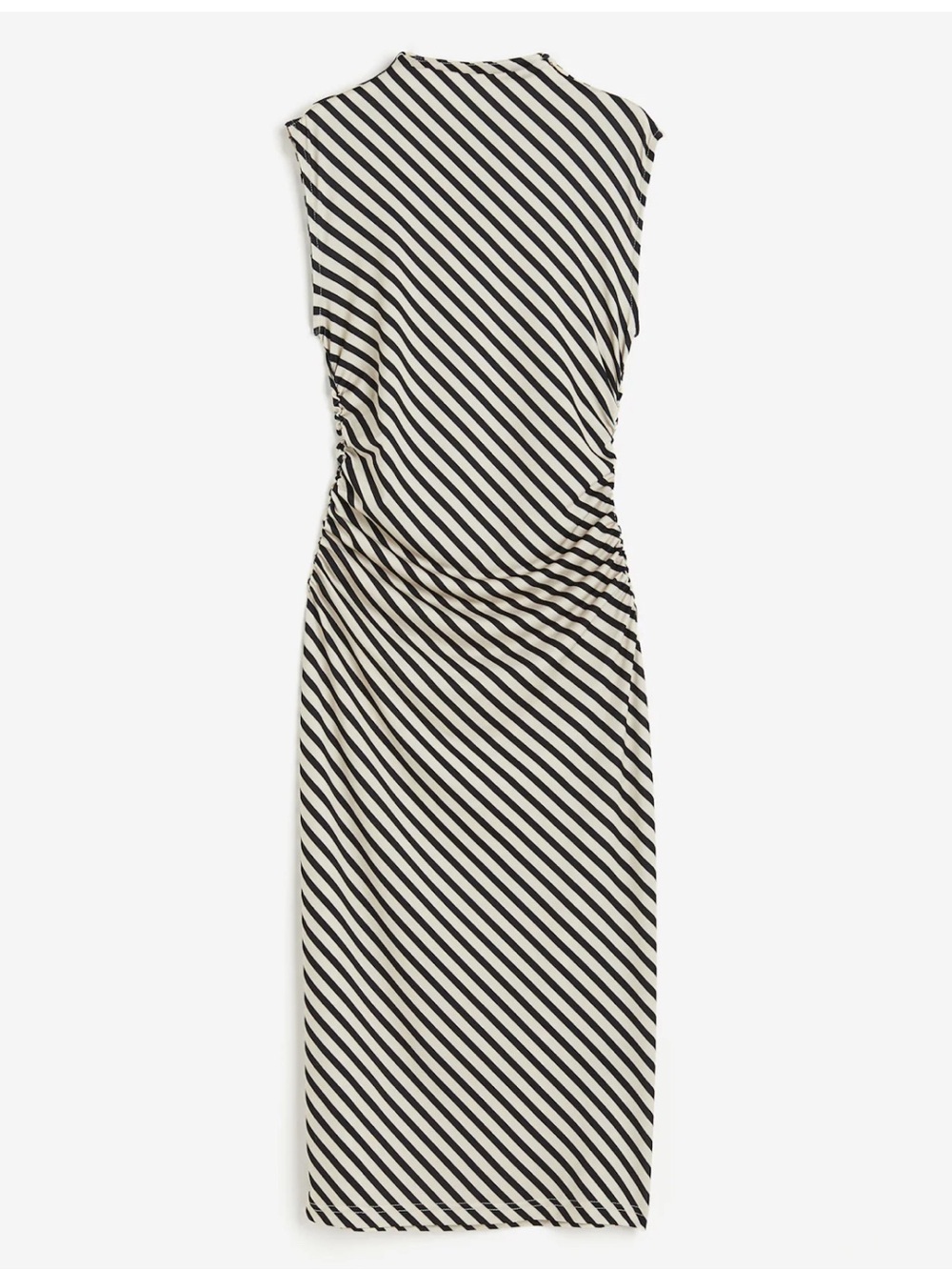 H&M Black & White Diagonal Stripe Sleeveless Midi Dress